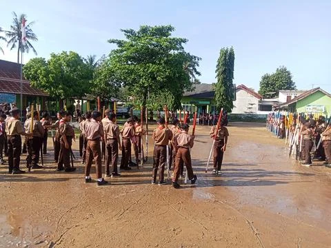 Scouting activities at school. This activity aims to train independence Stock Photos