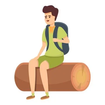 Scouting boy backpack icon, cartoon style Illustrazione stock