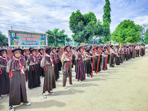 Scouts hold marching competition Foto stock
