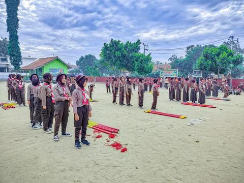 Scouts hold marching competition Foto stock