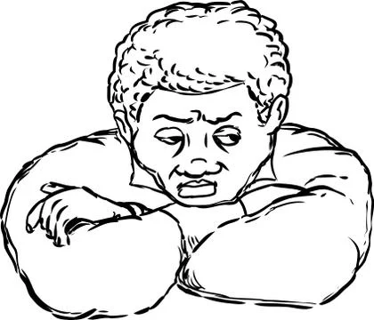 Scowling man with folded arms looking over Stock Illustration