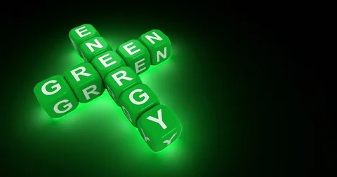 Scrabble, glowing rolling cubes, green energy with alpha mask Stock Footage 89942075
