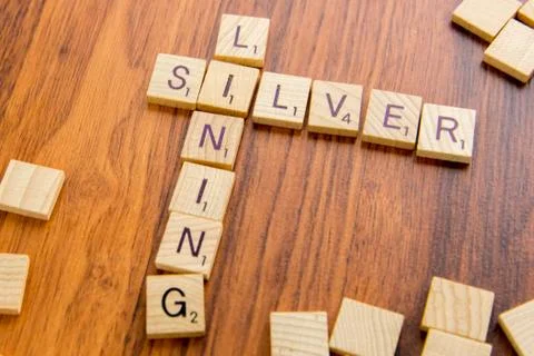 Scrabble letters - SILVER LINING Stock Photos
