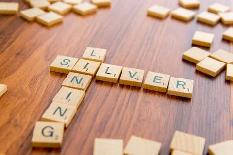 Scrabble letters - SILVER LINING Stock Photos