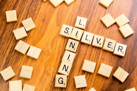 Scrabble letters - SILVER LINING Stock Photos
