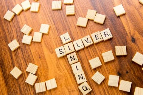 Scrabble letters - SILVER LINING Stock Photos