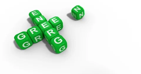 Scrabble, rolling cubes, green energy with alpha mask Stock Footage 89941994