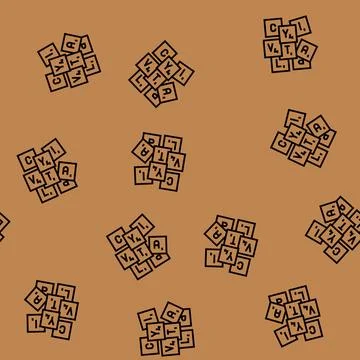 Scrabble tiles board table vector seamless pattern Stock Illustration