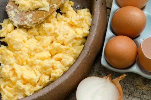 Scrabled eggs Stock Photos