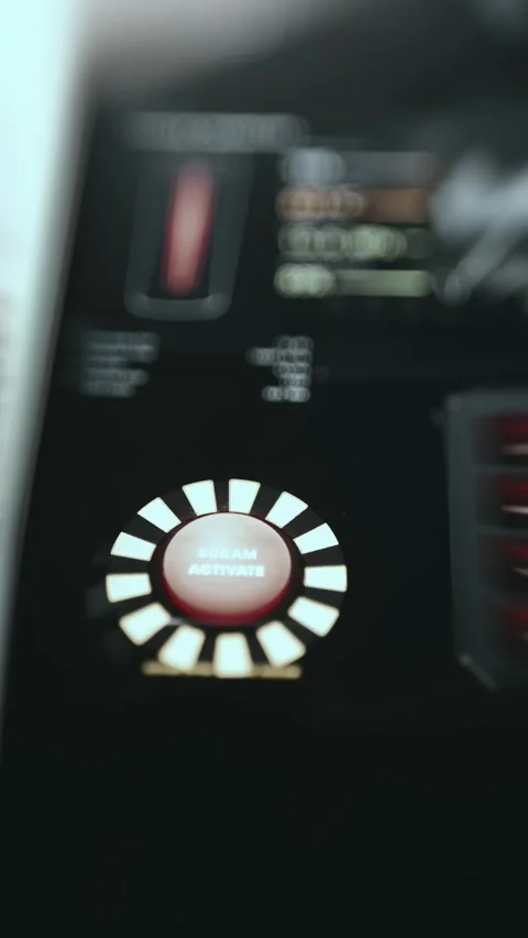 SCRAM Activated Round Emergency Button Stock Footage 338334404