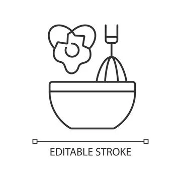 Scramble cooking ingredient linear icon Illustrazione stock