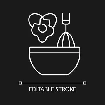 Scramble cooking ingredient white linear icon for dark theme Stockillustratie