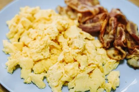 Scramble eggs served for breakfast Stock Photos