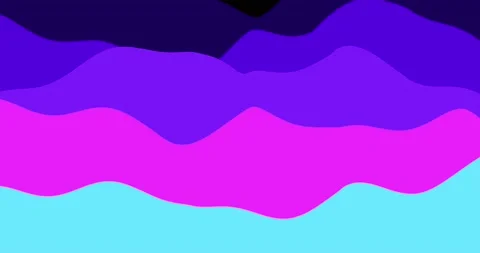 Scrambled cartoon neon 2d waves on a black background. Pink, blue, purple Stock Footage