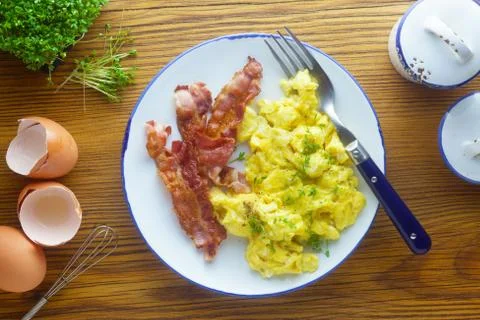 Scrambled Egg And Bacon Stock Photos