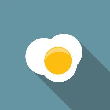 Scrambled Egg Flat Icon with Long Shadow, Illustration Stock Illustration
