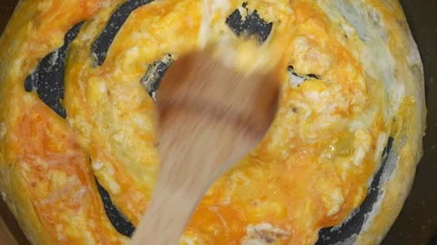 Scrambled Eggs 87 shot from directly above Stock Footage 249927289