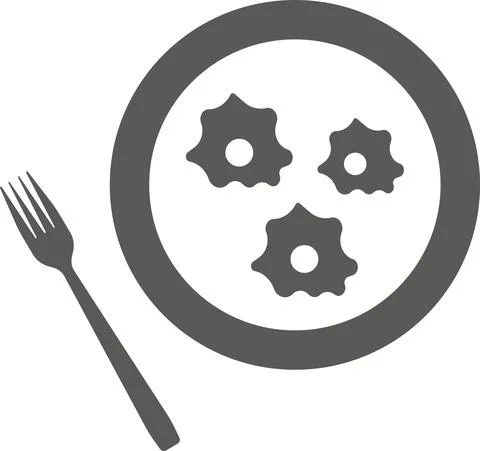 Scrambled eggs and fork on a white background. Stock Illustration