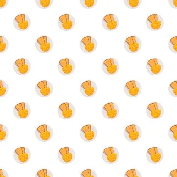 Scrambled eggs and toast breakfast seamless pattern Stock Illustration
