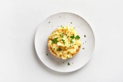 Scrambled eggs on bun Stock Photos
