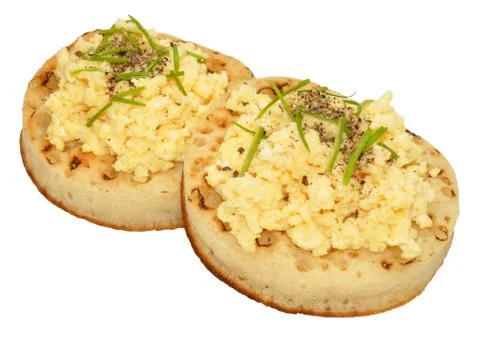 Scrambled Eggs On Crumpets Stock Photos