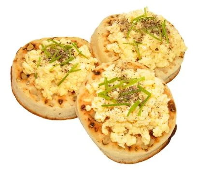 Scrambled Eggs On Crumpets Stock Photos