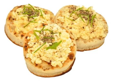 Scrambled Eggs On Crumpets Stock Photos