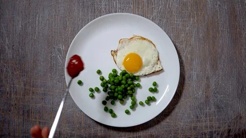 Scrambled eggs, food; background; hand; kitchen; breakfast; white; eating;cooked Stock Footage 101024400