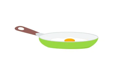 Scrambled Eggs in Frying Pan. Vector Set Stock Illustration