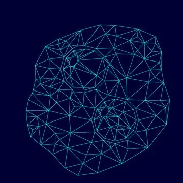 Scrambled eggs low poly triangulation triangulated polygonal electric cyan bl Stock Illustration
