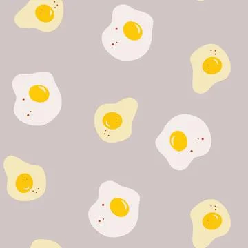Scrambled eggs seamless pattern. Morning breakfast with fried eggs. Farm prod Stock Illustration