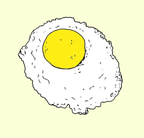 Scrambled eggs vector isolated. Breakfast of eggs. Fried eggs in vintage style Stock Illustration