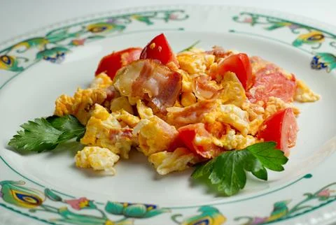 Scrambled eggs with vegetables Stock Photos