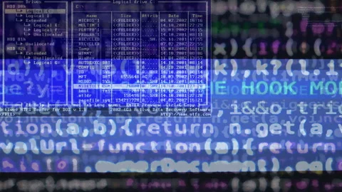 Scrambled source code scrolling on a screen, with digital glitch distortion Vidéo 132331673