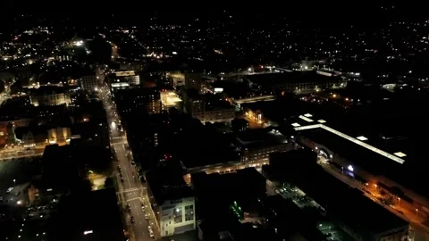 Scranton Pennsylvania Night Drone Flight Over Downtown Glowing City Lights Stock Footage 344875961