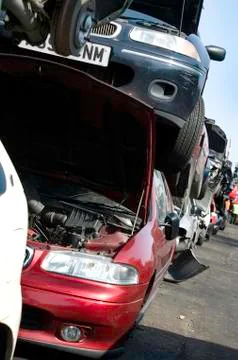 Scrap car pile Stock Photos