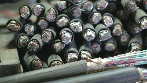 Scrap, copper cable Stock Footage 80817003