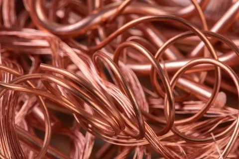 Scrap of copper wire raw materials Stock Photos