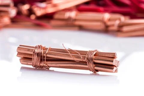 Scrap of copper wire, secondary raw material 스톡 사진