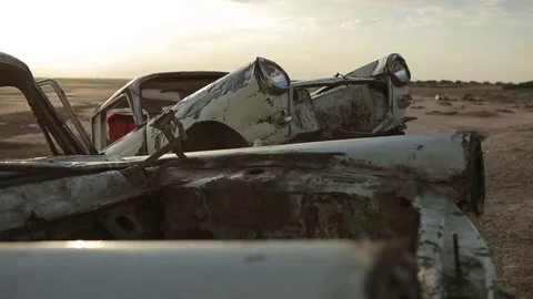 Scrap in the desert Stock Footage 71784712