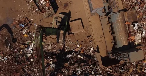 Scrap heap, unloading of scrap metal factory Stock Footage 73194376