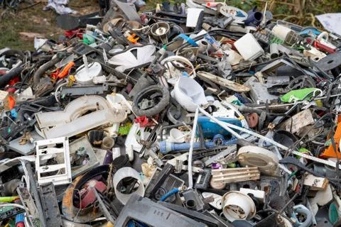 Scrap materials are collected for sorting and recycling Stock Photos