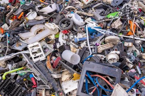 Scrap materials are collected for sorting and recycling Stock Photos