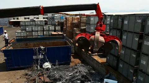 Scrap metal area Stock Footage 34994039