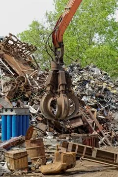 Scrap metal grapple Stock Photos