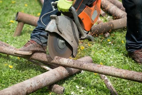 Scrap metal processing, collection and dismantling works Stock Photos