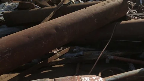 Scrap-metal, unloading of scrap metal at the metallurgical plant close up Stock Footage 72715721
