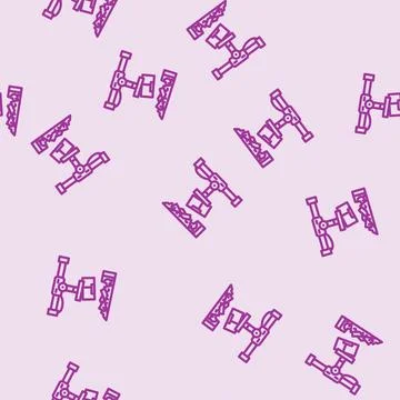 Scrap metals from e waste pollution line vector seamless pattern Stock Illustration