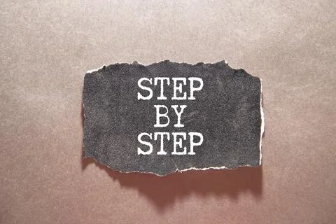 Scrap of paper and text step by step Stock Photos