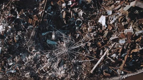 Scrap processing enterprise, loading of scrap, scrap metal Stock Footage 172069457